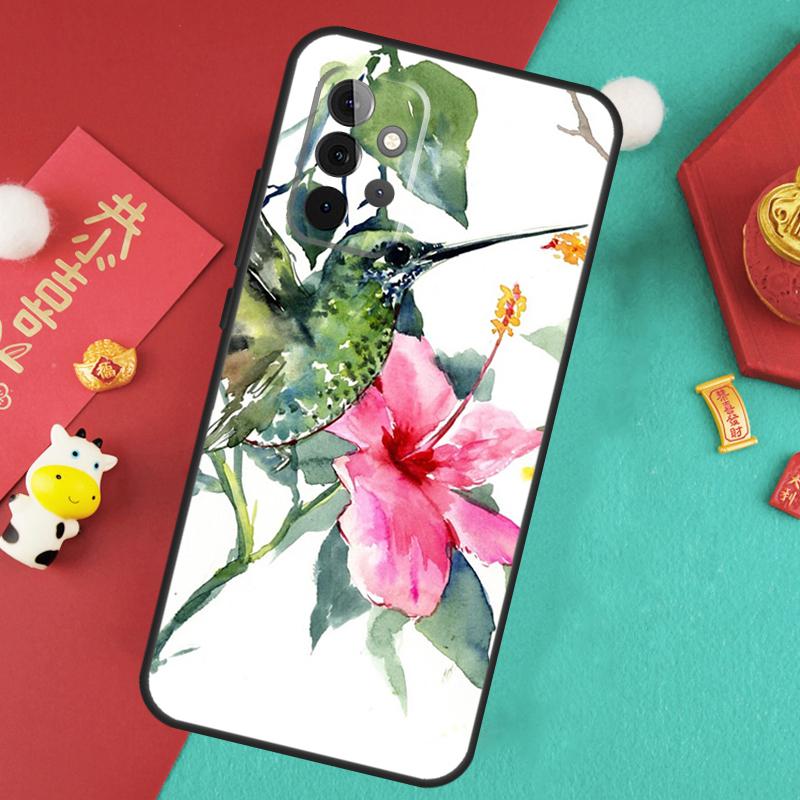 Hummingbird and Flowers Case For Samsung Galaxy A16 A26 A36 A56 A15 A35 A55 A14 A34 A54 A12 A32 A52 A13 A33 A53 A17