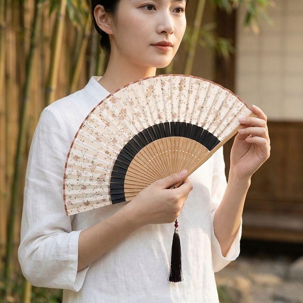 Portable Chinese Style Fan Vintage Bamboo Fan Gift Fan Folding Fan Scenic Area