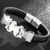12 мм Мужская кожаная ручная цепочка из нержавеющей стали, мужской браслет с черепом-рокером, шикарный стиль, украшения для тела, подвески с магнитной застежкой
