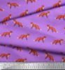 Soimoi Фиолетовая японская креп-сатиновая ткань с принтом лисы и животных, ткань для рукоделия по метрам, 42 дюйма