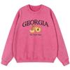 Georgia The Peach State Womens Vintage Washed Cotton Sweatshirt Casual Loose Thin Style Hoodie Simple