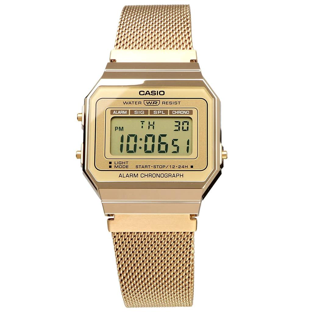 Casio Standard A700WMG-9A Watch for Men, Women, and Kids, Boys and Girls, Digital Date Display, Gold Mesh, Overseas Model [Parallel Import]