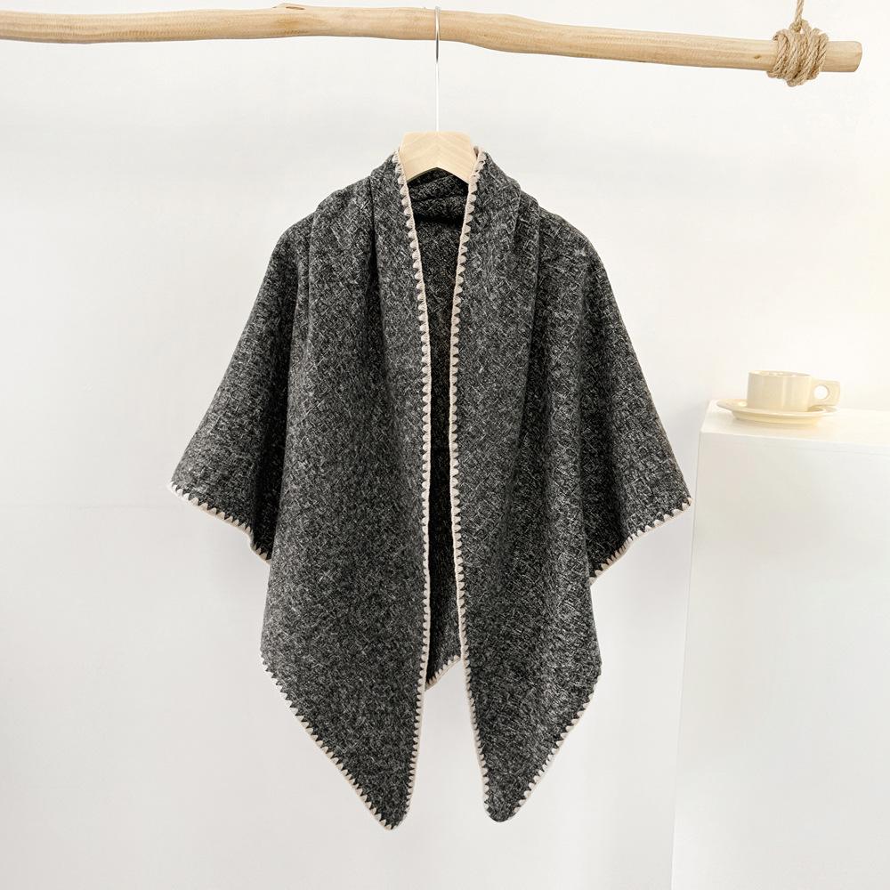 New Triangular Scarf Ralph Old Money Style Maillard Shawl Scarf Women's Winter Coffee Colored Scarf Plaid Shawl