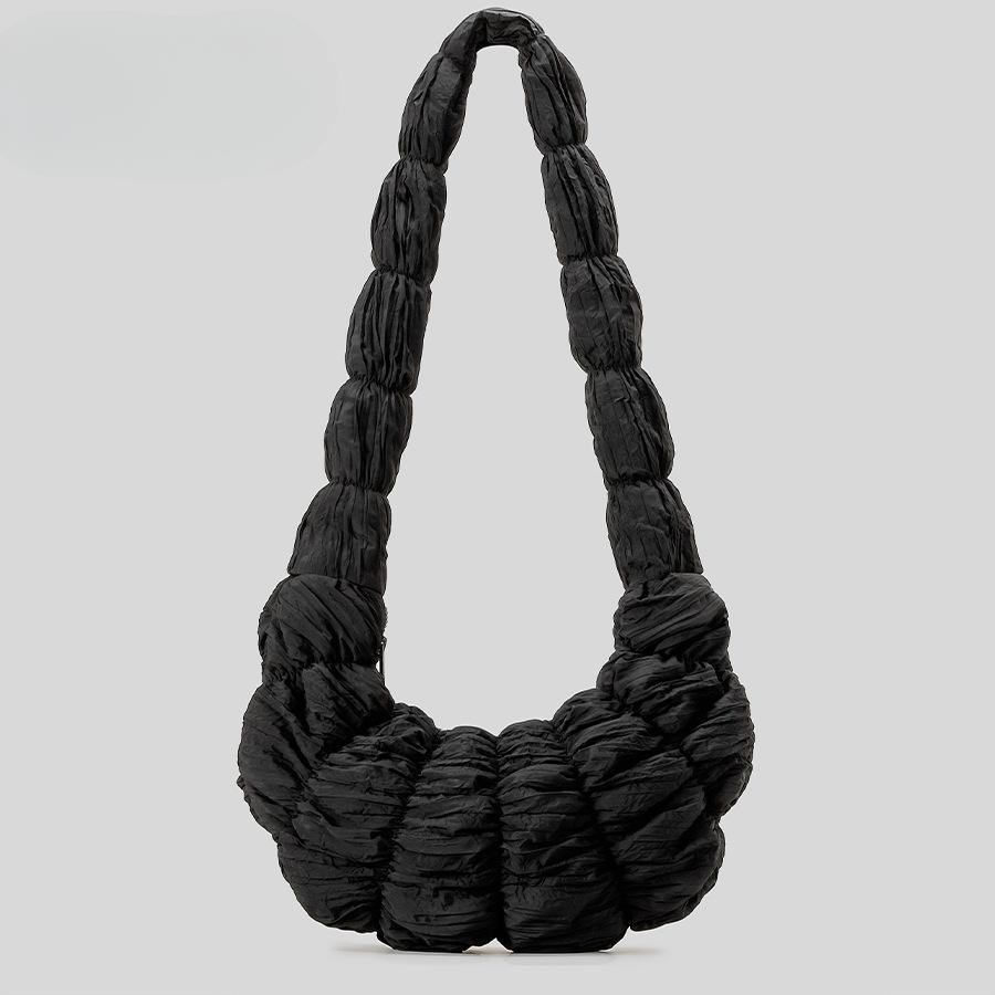 Женская легкая сумка-круассан с текстурой в виде полумесяца, уменьшающаяся в размерах, через плечо