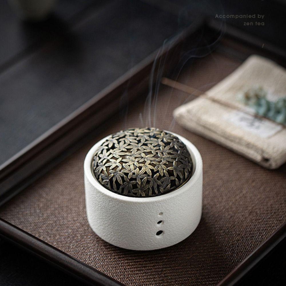 Retro Line Incense Burner Ceramics Aromatherapy Holder Antique Style Incense Censer  Camping Garden
