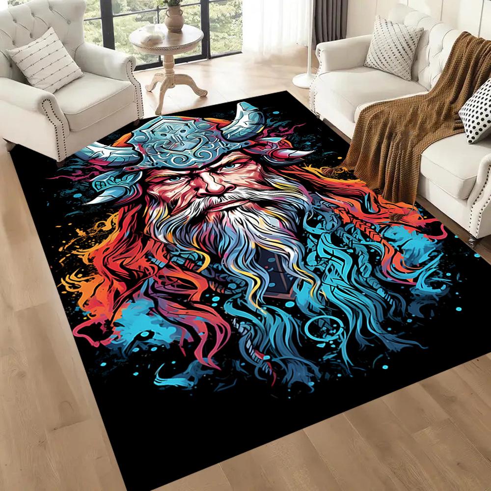 Viking Warrior Artwork Floor Mats for Living Room, Bedroom and Room Decoration Are Suitable for Gifts.
