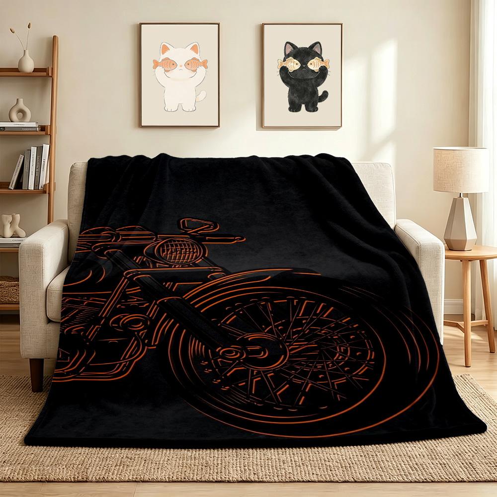 Motorcycle Art Flannel Blanket Throw Blanket Soft Warm Sofa Bed Camping home Decor Unique Christmas Gift C9261692