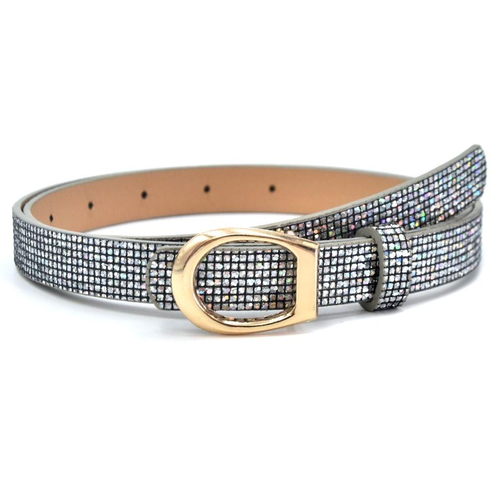 Блестящий Пояс со Стразами Bling Bling Искрящийся Роскошный Дизайн Бренда Пояс из Искусственной Кожи Универсальный Винтажный Модный Пояс