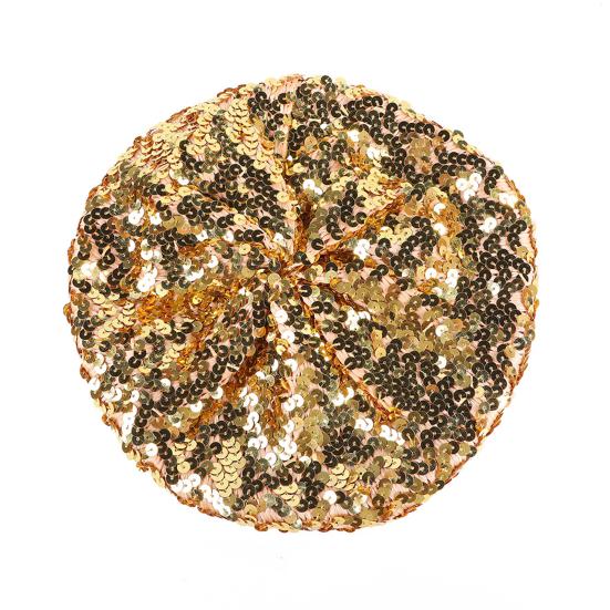 Sequin Beret for Women Sparkling Stage Effect No Brim Flat Top Solid Color Parties Performances Headwear Lady Cap