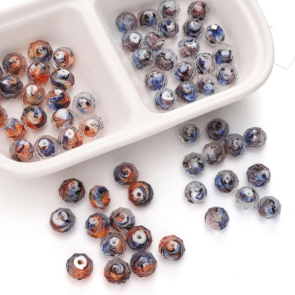 Разноцветные бусины из витого стекла для изготовления украшений своими руками, 12x10 мм, плоские круглые