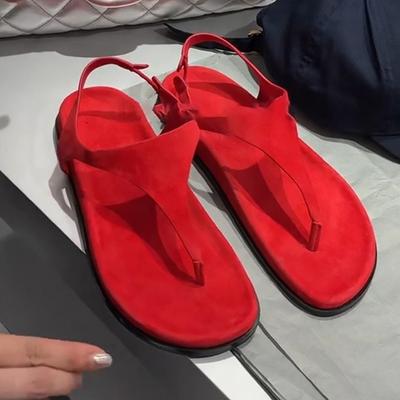 Ретро сандалии-вьетнамки с ремешком между пальцем на лето 2025 года, в сочетании с юбками для отпуска, пляжа, римские сандалии для женщин