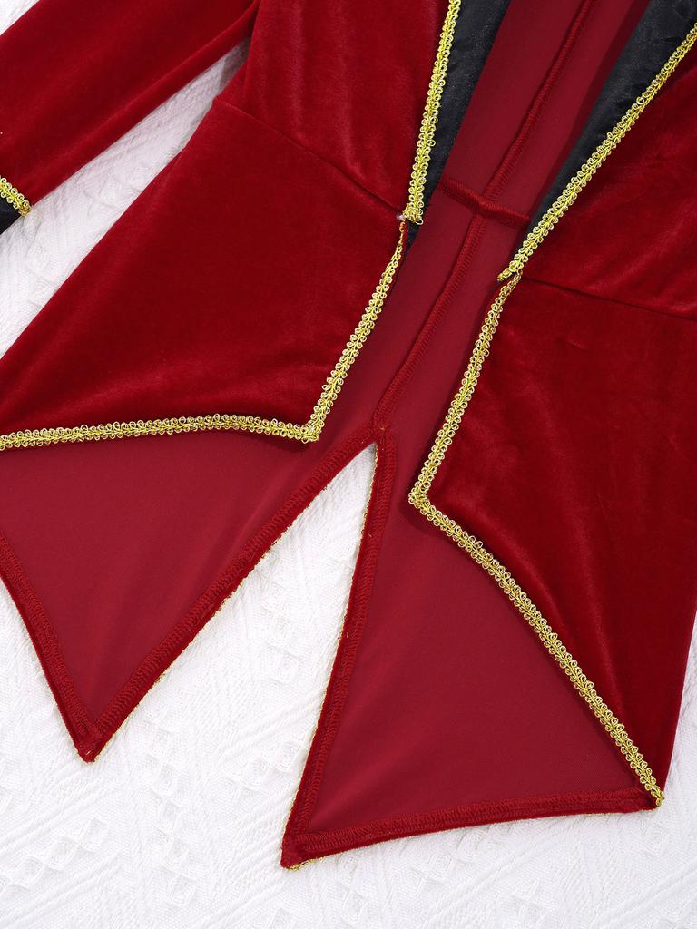 Girls Showman Costume Lapel Collar Long Sleeves Tuxedo Coat Role Play Party Performance Black Formal Jacket