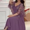 Fashion Women Elegant Embroidery Half Sleeves Mesh Kaftan Middle East Bride Bridesmaids Wedding Long Dress Gorgeous Party Maxi Ball Gowns