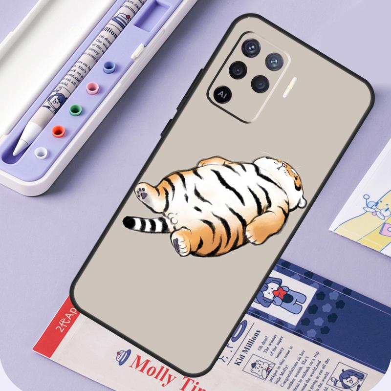 Толстый тигр Мультяшный Забавный Для Oppo A60 A80 A40 A94 A74 A54 A15 A18 A38 A58 A78 A98 A16 A76 A96 A57 A17 A77 A5 Pro Чехол
