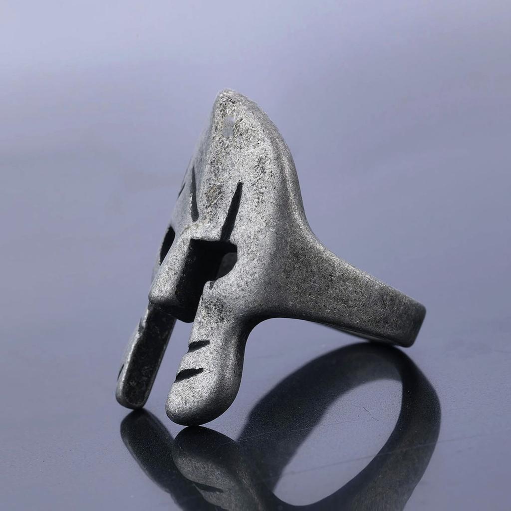 Кольцо-маска из серебра 925 пробы, спартанский воин, черная маска, мужское и женское кольцо в стиле ретро