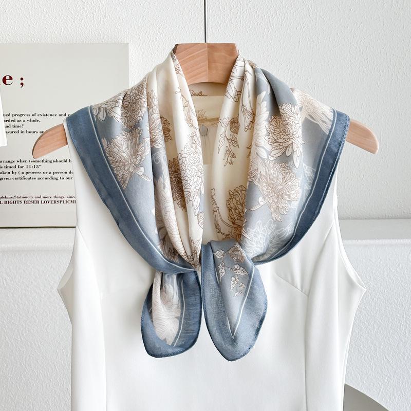 Women's French Red Cotton Silk Blend Scarf – 70CM Neck and Headscarf, Spring/Autumn Fashion Accessory