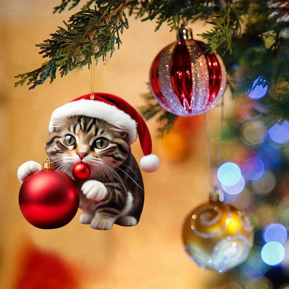 20PCS Cat Charms Christmas Cat Charms Christmas Tree Hanging Charms Car Car Charms Ornaments Christmas Decoration Party Supplies
