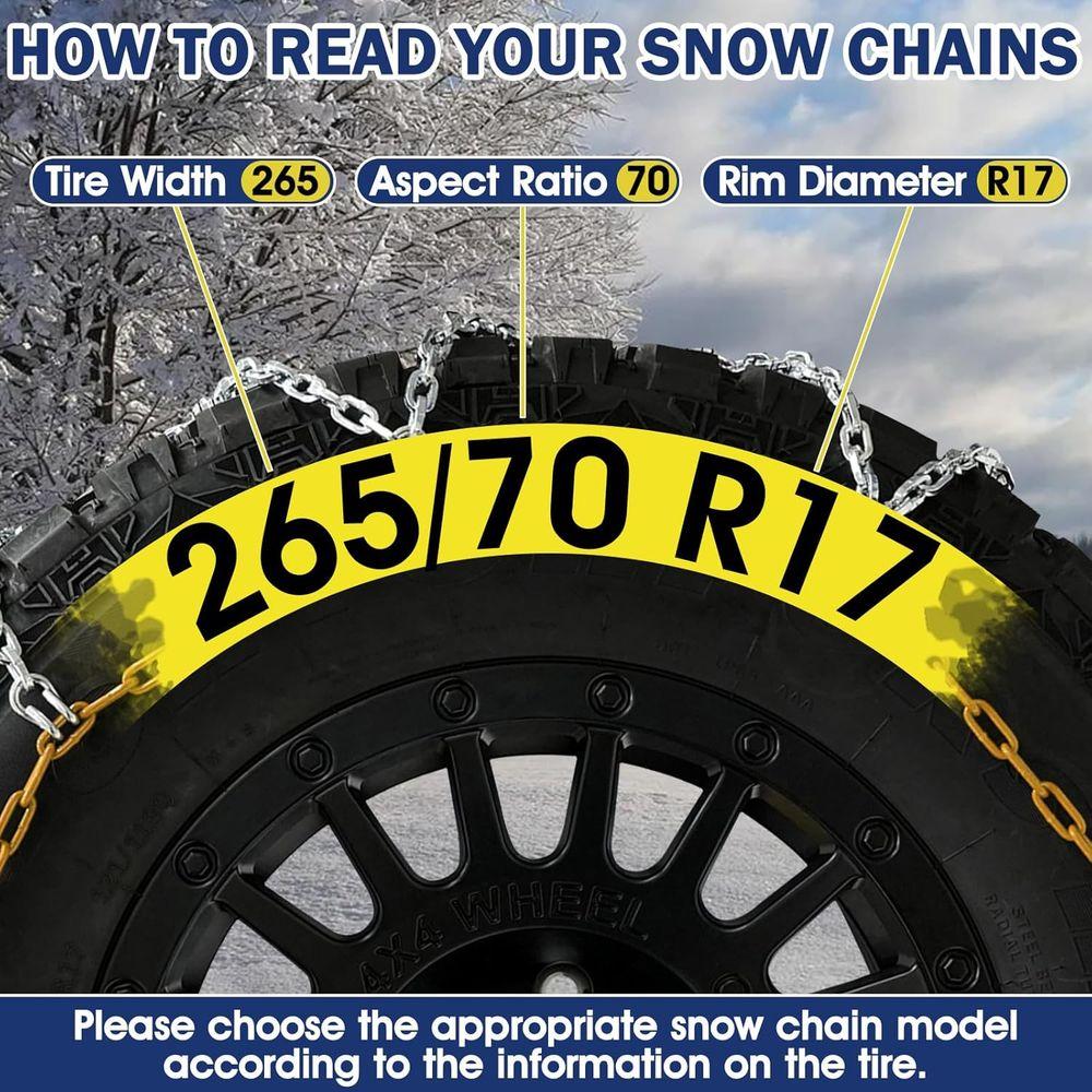 Snow Chains for SUV Tire Chains Compatible with MODEL 3 Cars 1 Min Quick Fit Chainsaw Reusable Universal Emergency Traction Chai