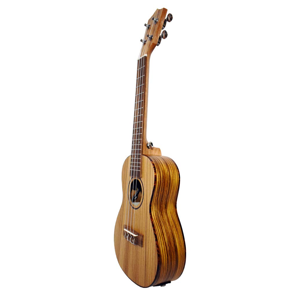 Bamboo BU-23CBQ Electric Ukulele with Built-in Tuner and Preamp, Concert Size, Zebrano Wood, Geared Tuners, and Soft Case (Official Japanese Product)