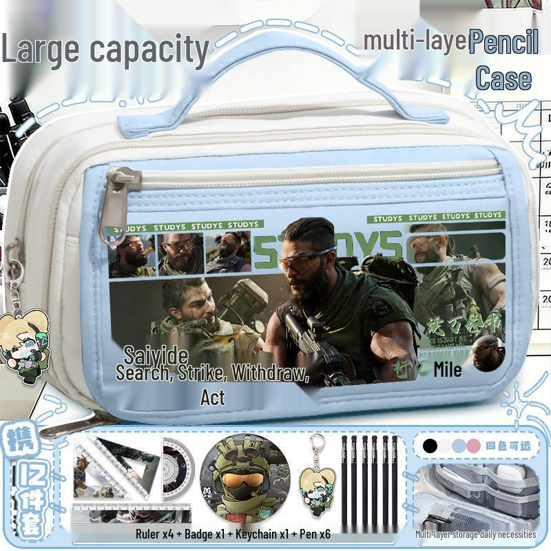 Delta Action Multi-Layer Large Capacity Pencil Case: Portable for Primary & Secondary Students, Stylish & Functional Stationery Organizer.