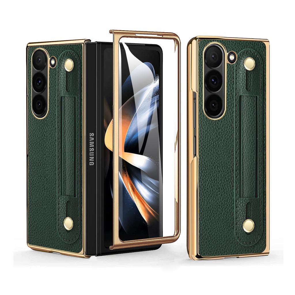 Совместимый с Samsung Galaxy Z Fold 7 чехол с подставкой-держателем, Z Fold 6 чехол с покрытием по краю и стеклом для переднего экрана