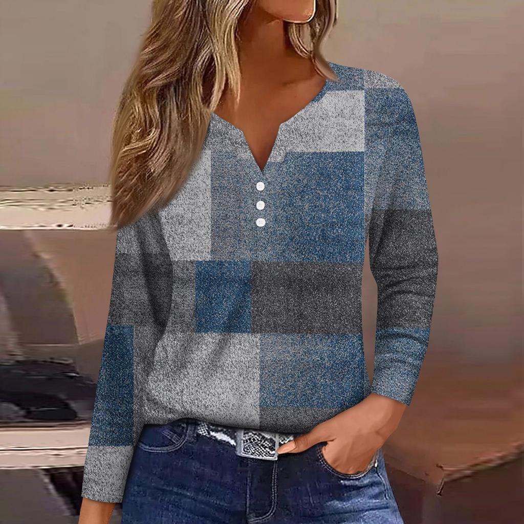 Women's T Shirt Tee Button Floral Print Long Sleeve Daily Weekend Fashion Basic V-Neck Regular Top