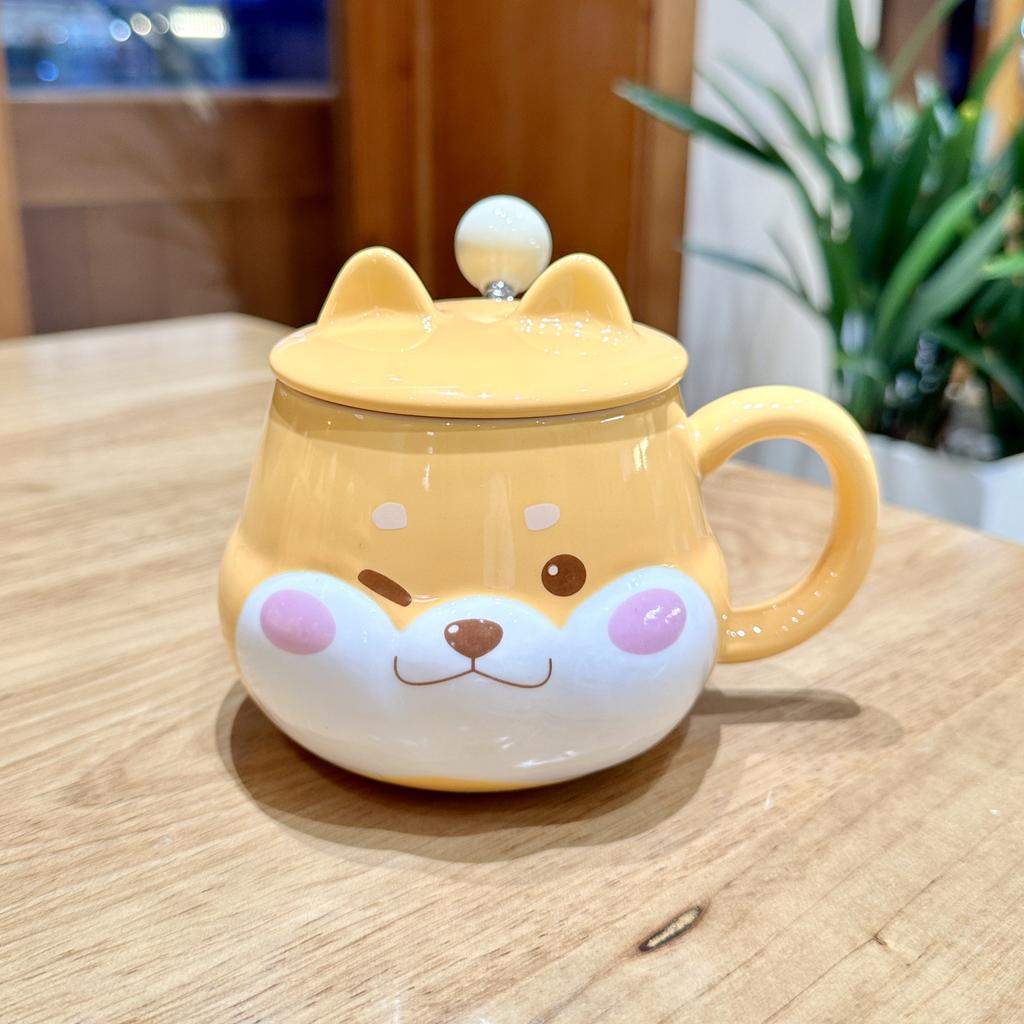 Shiba Inu Ceramic Cup High Appearance Level Large Capacity Coffee Cup with Spoon Cute Girls Children's Office Home