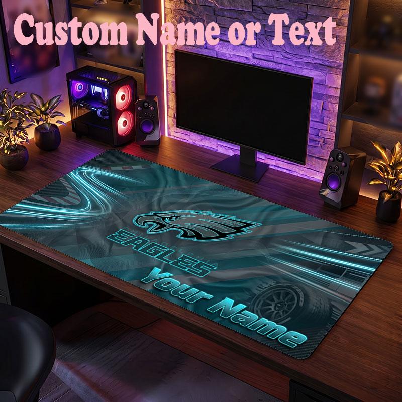 Philadelphia Eagles Customized Name Text Mouse Pad, Large Desk Mouse Mat Personalized Home Office Present