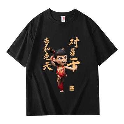 Мужская и женская свободная футболка 2025 Nezha 2 Magic Poster с короткими рукавами и круглым вырезом, модная повседневная забавная футболка Harajuku