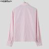 INCERUN Spring Men Lapel Long Sleeve Striped Shirts Casual Baggy Tops