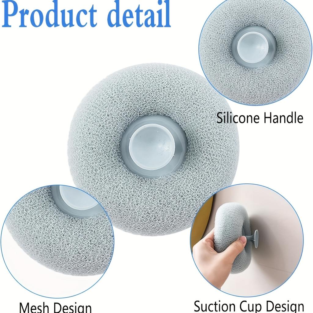 Exfoliating Shower Brush with Suction Cup - Massage Bath Ball Sponge, Wall-Mounted Loofah for Men and Women, Random Color