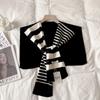 New Match Black And White Knitted Striped All-Matching Fashion Decoration Website Red Plus-Sized Neck Protection Shoulder Shawl