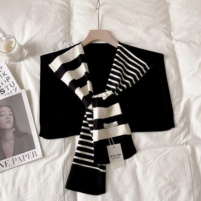 Новый черно-белый вязаный полосатый универсальный модный декоративный сайт красный большой размер защита шеи плечевой платок