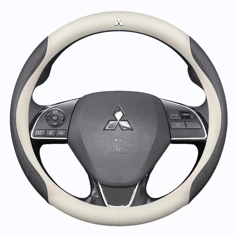 For Mitsubishi Outlander Pajero Asx Colt Lancer EX Evolution L200 Triton RALLIART Leather Car Carbon fiber Steering Wheel Cover