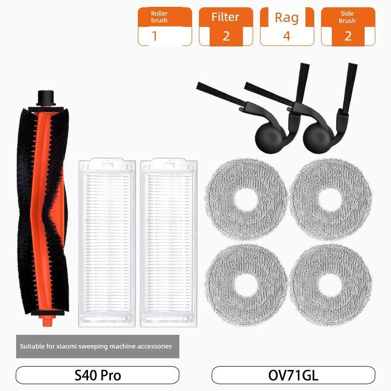 Compatible with Xiaomi S40 Pro Robot Vacuum Cleaner Ov71Gl Accessories: Side Brush, Filter, Mop, Cleaning Fluid, Consumables