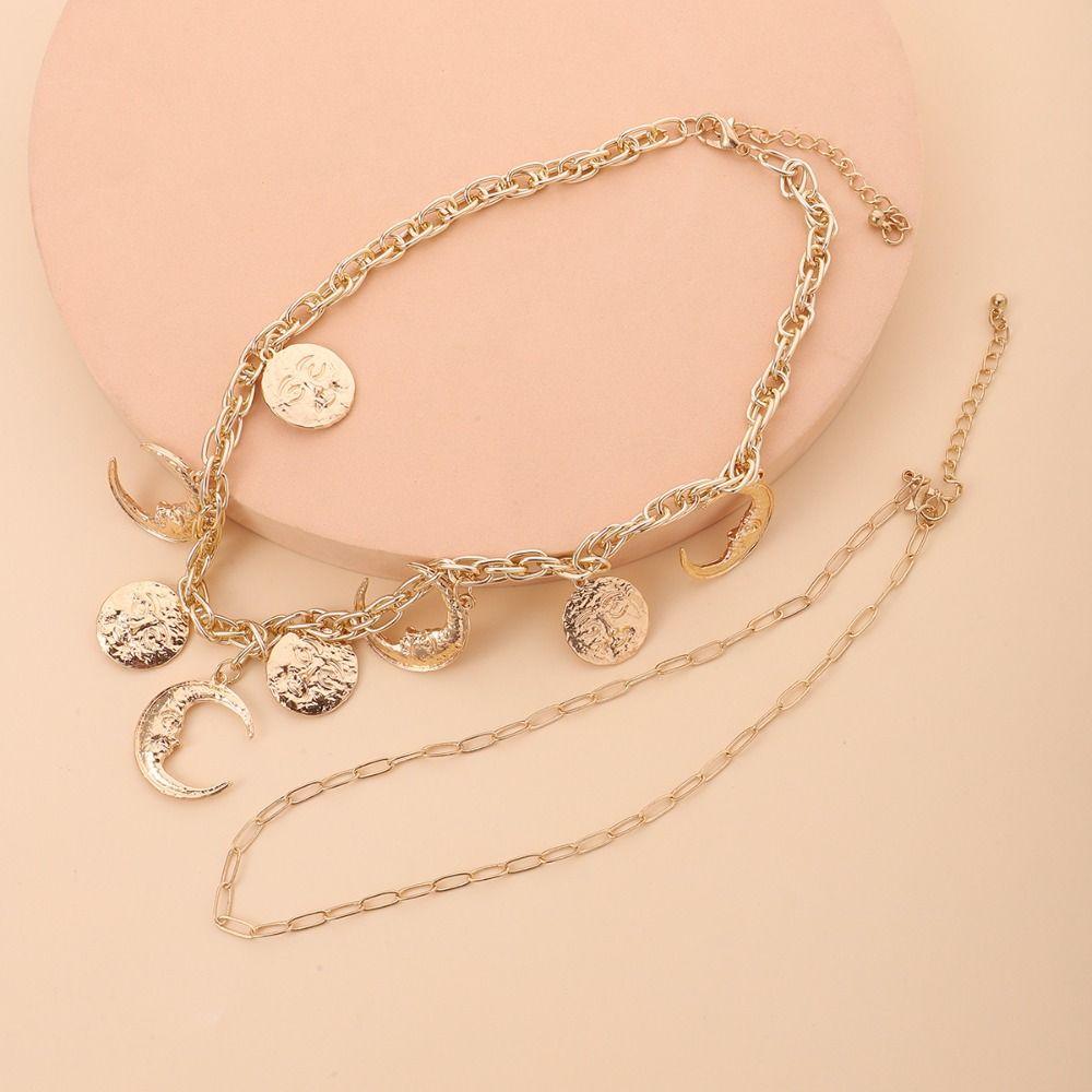 Geometry Metal Collarbone Chain Fashion Cowboy Cowgirl Choker Adjustable Multilayer Necklace Party