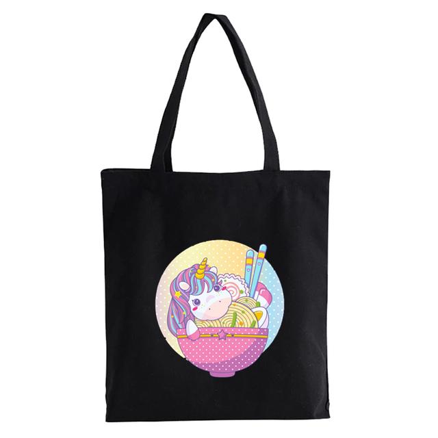 Dabbing Unicorn Panda Anime Shopper Bag Teenage Students Reusable Canvas Bag Handbag Bag Women's Shoulder Tote Bag Bolsas