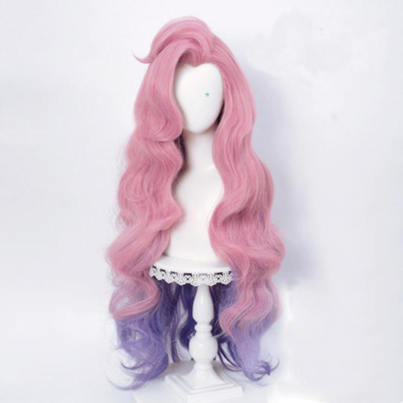 Аниме парик игровой парик Серафина косплей парик KDA косплей вьющиеся розовые фиолетовые парики термостойкие синтетические волосы