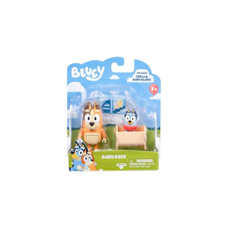 Набор из 2 фигурок BLUEY Baby Race | Набор из 2 фигурок с Чили и Малышом и аксессуарами для колыбели, 17616