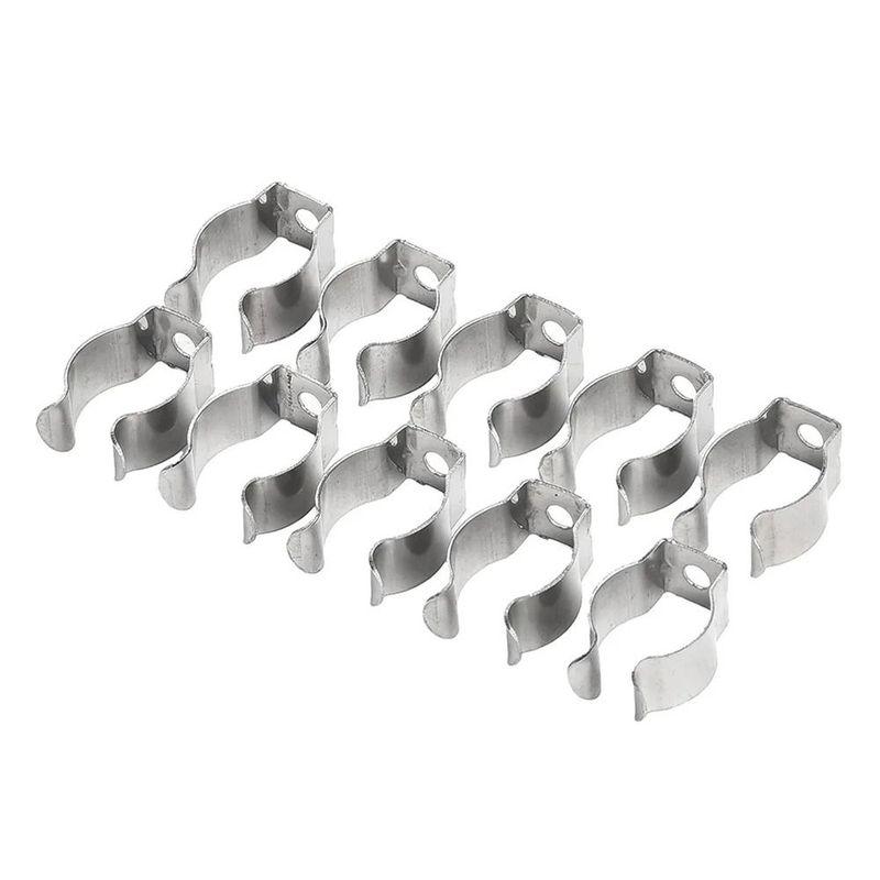 10PCS T8/T10 Spring Terry Clips Lamp Tube Clips Heavy Duty Clamp Holders Fixing Base Tool Pipes Clamp for 25mm/32mm Dia Tube