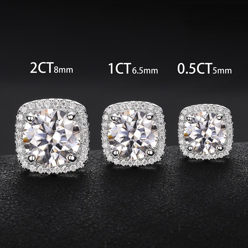 Серьги-гвоздики из стерлингового серебра S925 с муассанитом, квадратные - от 50 карат до 2 карат, дизайн в стиле легкой роскоши, высокого класса