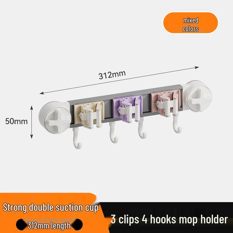 Настенный держатель для швабры и метлы на присосках - Без сверления, Роскошное хранение