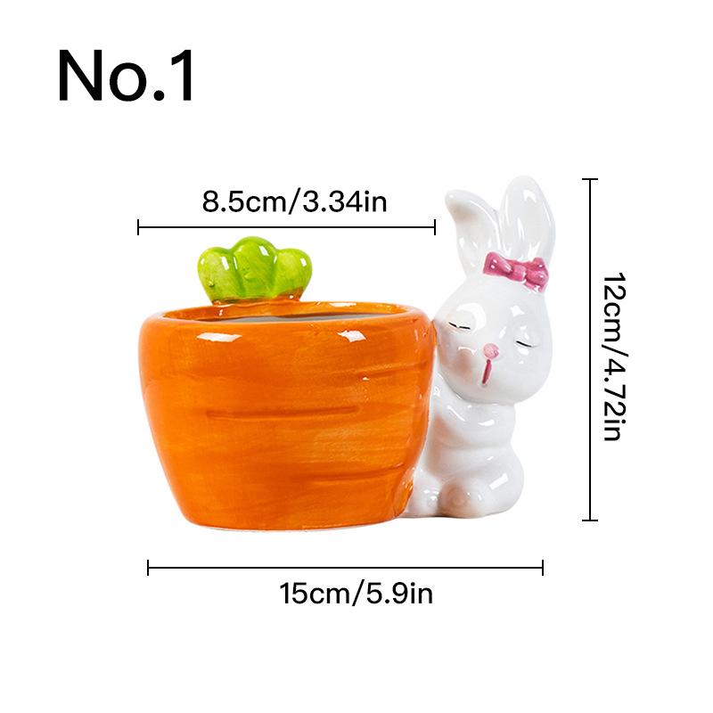 Cute Rabbit Flower Pot Ceramic Succulent Pot Planter Home Decor Indoor Decoration Desktop Ornaments Bonsai Plant Pot
