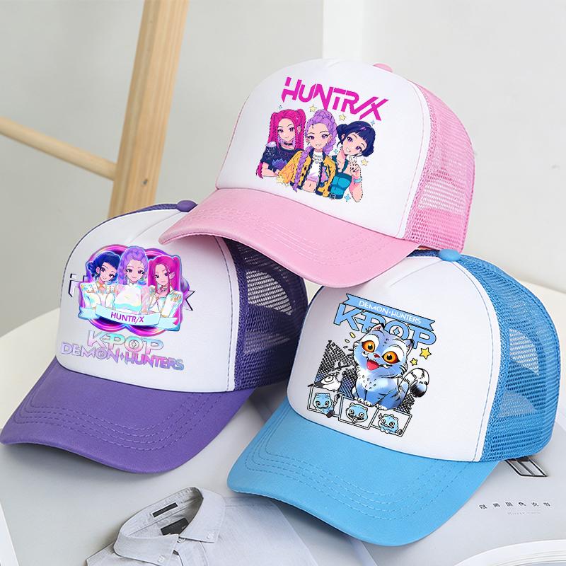 KPoP Demon Hunter Summer Baseball Cap Cartoon Anime Print Hat Boy Girl Breathable Kid Hat HipHop NetCap Kawaii Kids Toy Gift