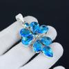 Подвеска с драгоценным камнем Swiss Blue Topaz из стерлингового серебра 925 пробы - дизайн в виде цветка из голубого топаза ручной работы, идеально подходит для подарков, вечеринок и повседневной элегантности