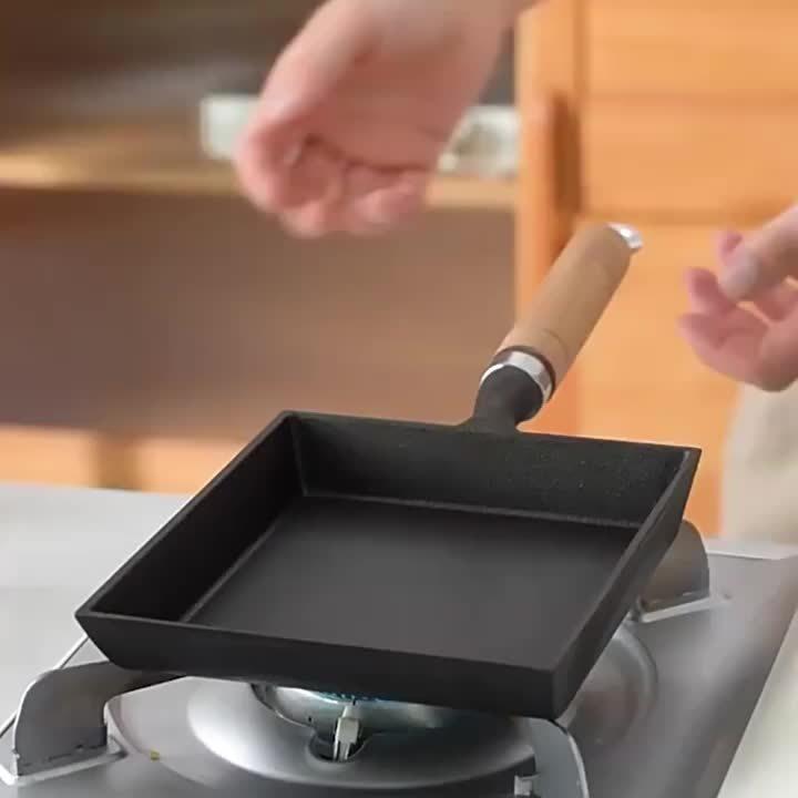 2pcs Non Stick Square Cast Iron Skillets Thick, Heat Distributed, Durable Japanese Style Egg Pancake Pans for Perfect Omelets and Crepes