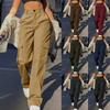 Womens Trendy Casual Streetwear Baggy Cargo Pants With Pockets Wide Leg Trousers Loose Overalls Long Pants