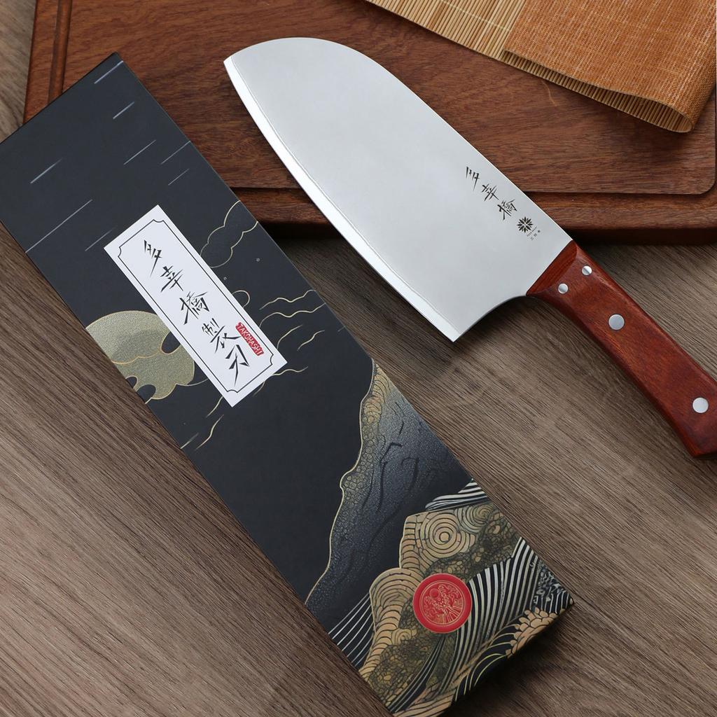 7 Inch Slicing Knife SLD-MAGIC Steel Core 3 Layers Blade Rosewood Handle Chef Cleaver Meat Cutting Vegetables Kitchen Knives