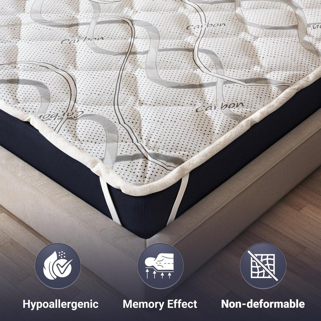 The White Stone Surmatelas respirant hauteur 5 cm | Correcteur de matelas ergonomique | Garnissage en ouate soft