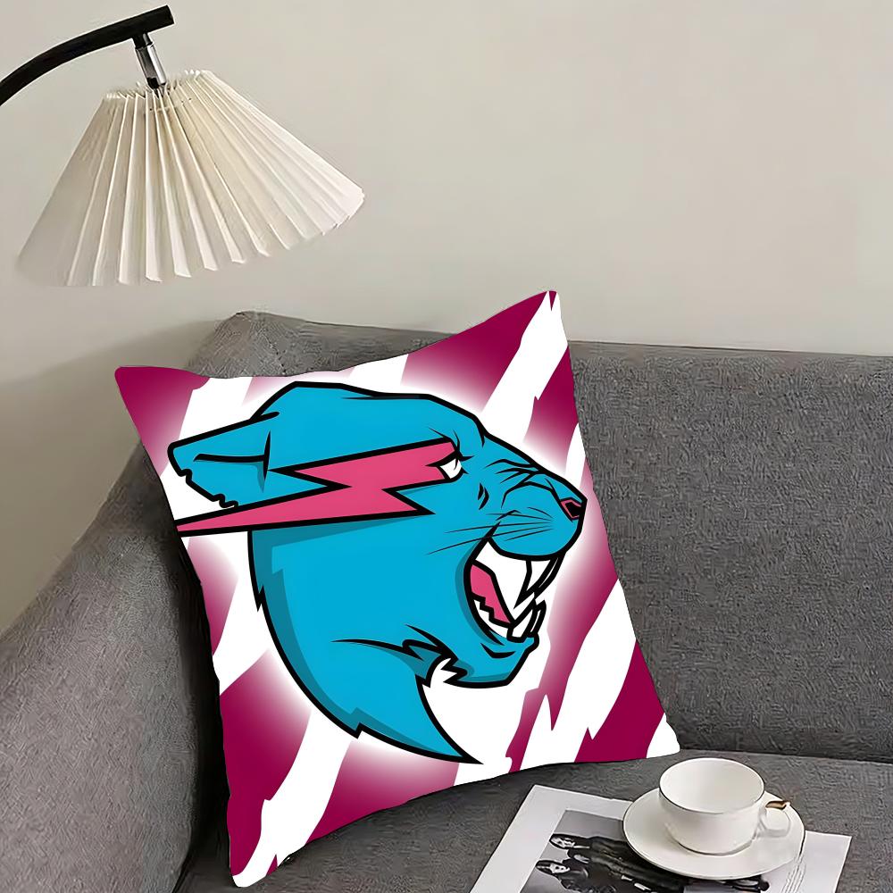 Mr Cute BBeasts Logo Cushion Cover Pillowcase Ultra Soft Skin Friendly Fabric Cloud Like Comfort Concealed Zipper